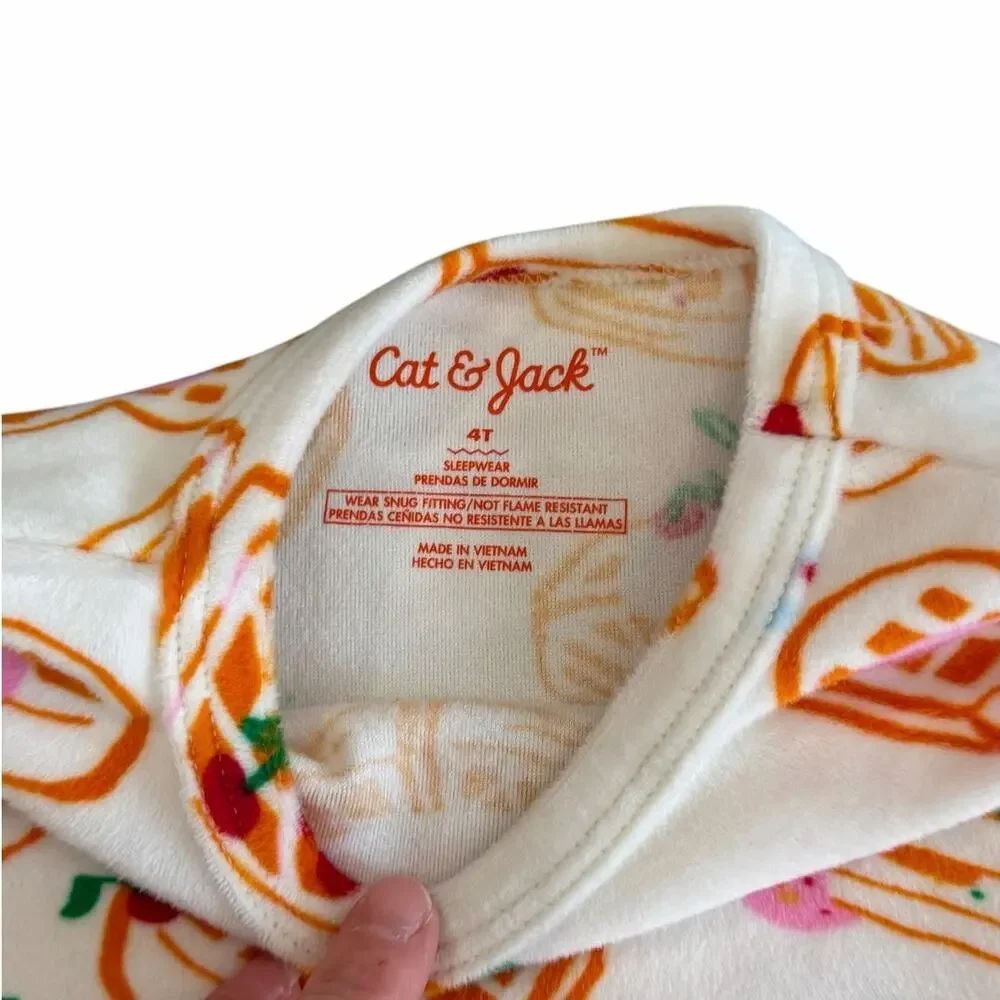 Cat & Jack Girls Fleece Waffles Pajama Set 4T
